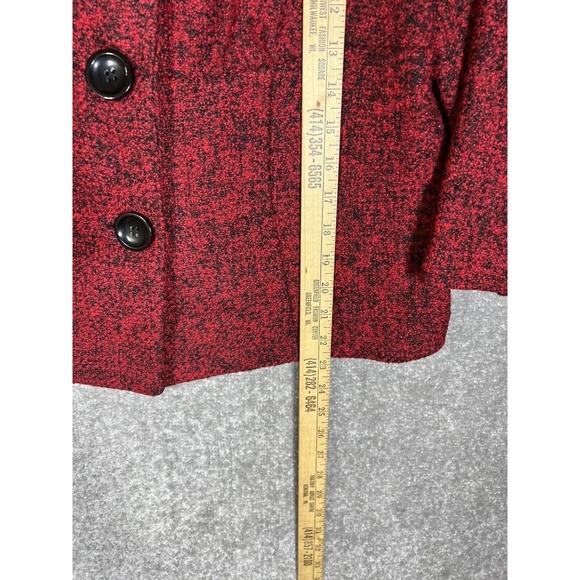 Soft Works Wool Blend 3 Button Knit Blazer Womens Size 10 Red Black 3/4 Sleeve - Picture 14 of 14
